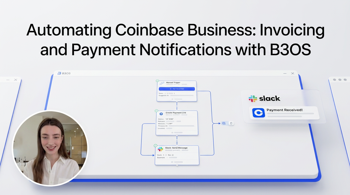 Automating Coinbase Business: Invoicing and Payment Notifications with B3OS video tutorial banner