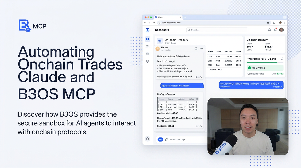 Automating Onchain Trades with Claude and B3OS MCP video tutorial banner