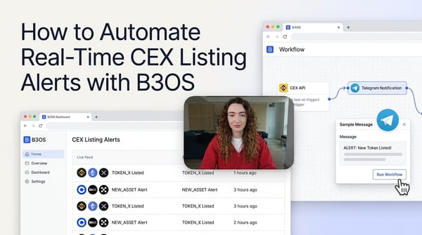How to Automate Real-Time CEX Listing Alerts with B3OS video tutorial banner